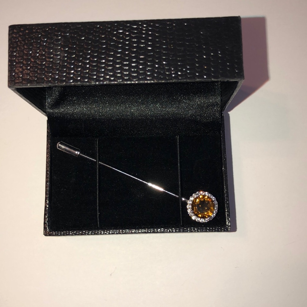 Gold Coast Brooch Pin Topaz Stone Citrine Color